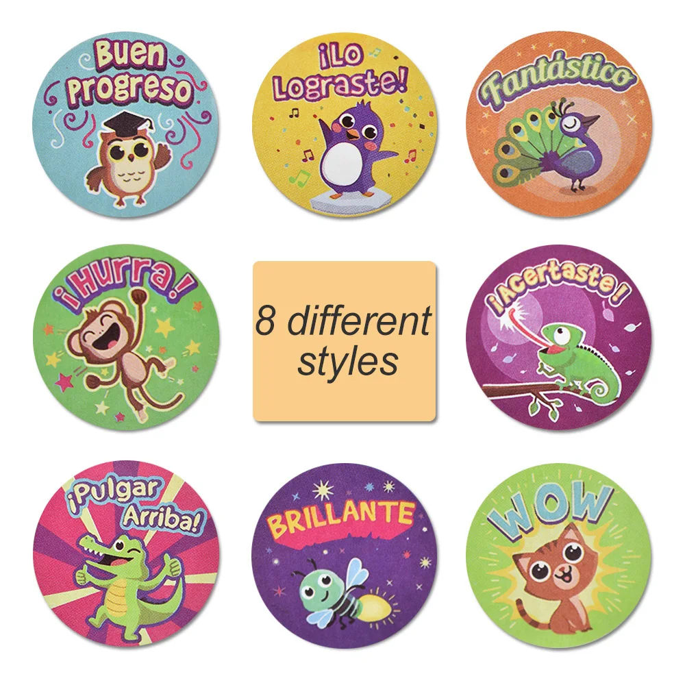 50-500pcs Animal Cartoon Stickers for Kids School Teacher Spanish Reward Stickers classic kids Toy Cute Stationery Supplies