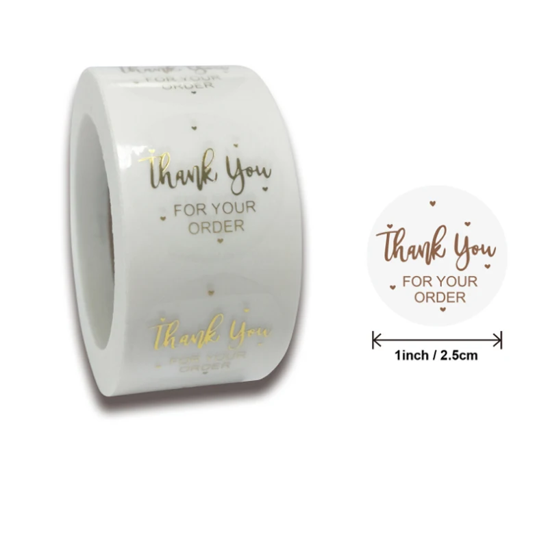 500pcs Roll Transparent sticker Bronzing stamping baking stickers Thank You label Paper bag packaging sealing 25MM