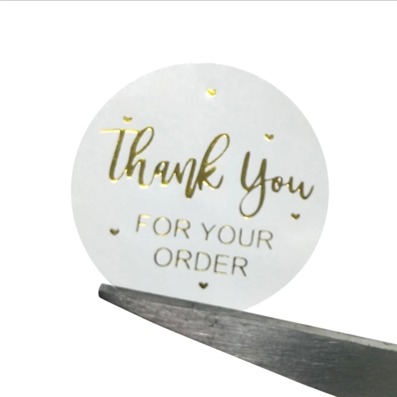 500pcs Roll Transparent sticker Bronzing stamping baking stickers Thank You label Paper bag packaging sealing 25MM