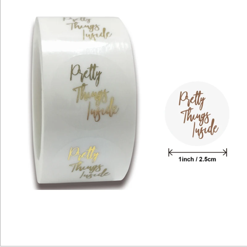 500pcs Roll Transparent sticker Bronzing stamping baking stickers Thank You label Paper bag packaging sealing 25MM