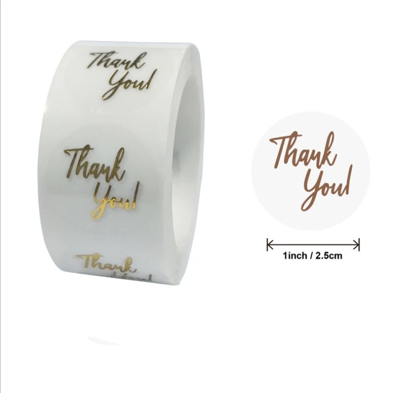 500pcs Roll Transparent sticker Bronzing stamping baking stickers Thank You label Paper bag packaging sealing 25MM
