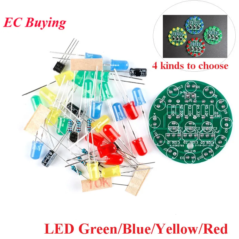 5Pcs/1pc LED Water Light LED Round Water Light Production Kit for Skill Training Soldering Practice Parts Diy Electronic Kit Set