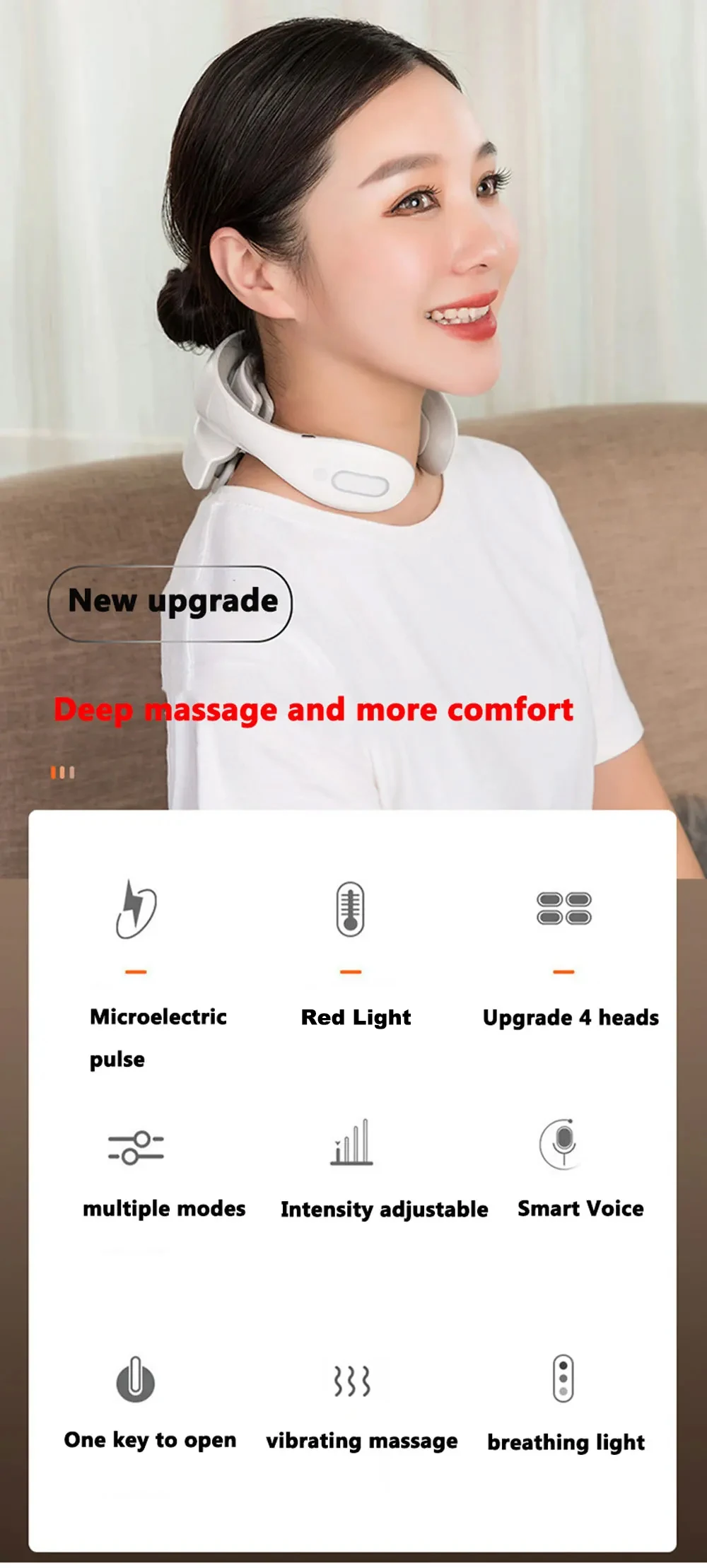 Smart Neck Massage Instrument Portable Shoulder Neck Massage Cervical Vertebra Health Care Vibrator Red Light Massage