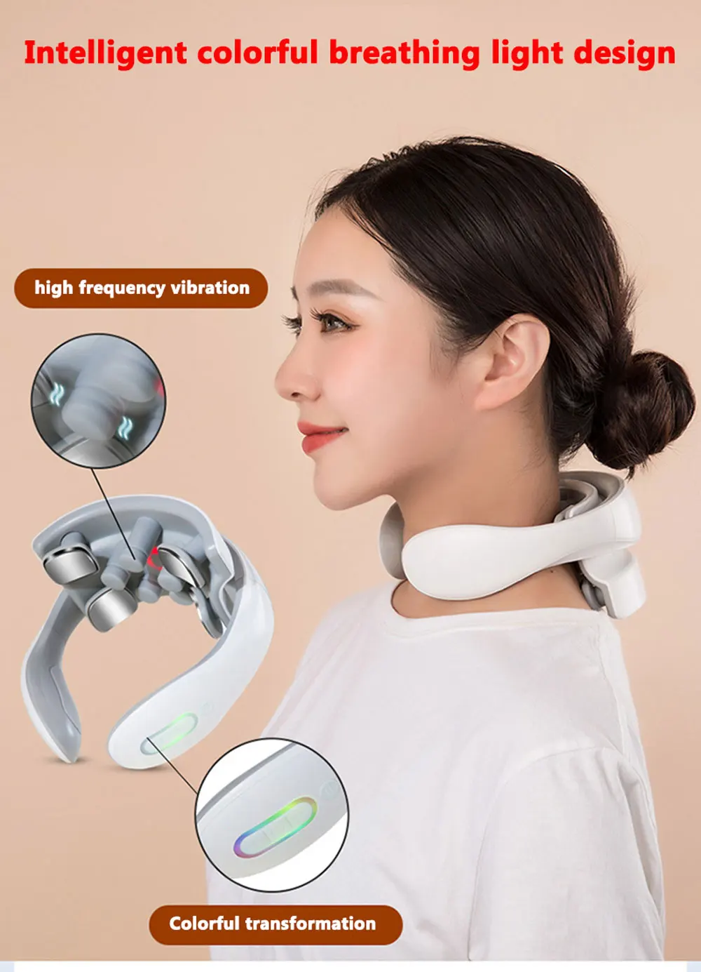 Smart Neck Massage Instrument Portable Shoulder Neck Massage Cervical Vertebra Health Care Vibrator Red Light Massage