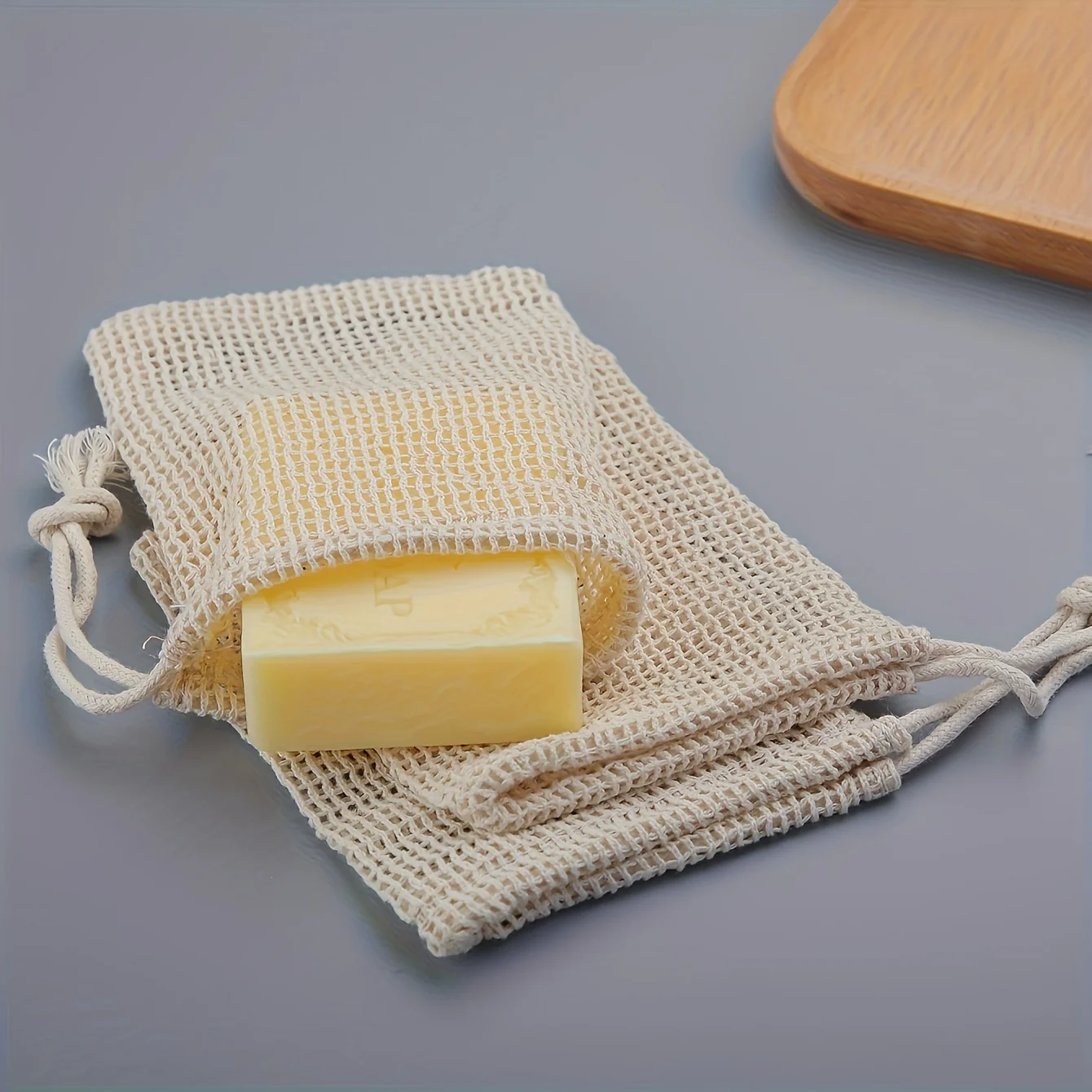Natural Cotton Soap Saver Bag, 3 Pieces Eco-friendly Handmade lathering Cotton Mesh Soap Pouch For Body Cleansing Skincare