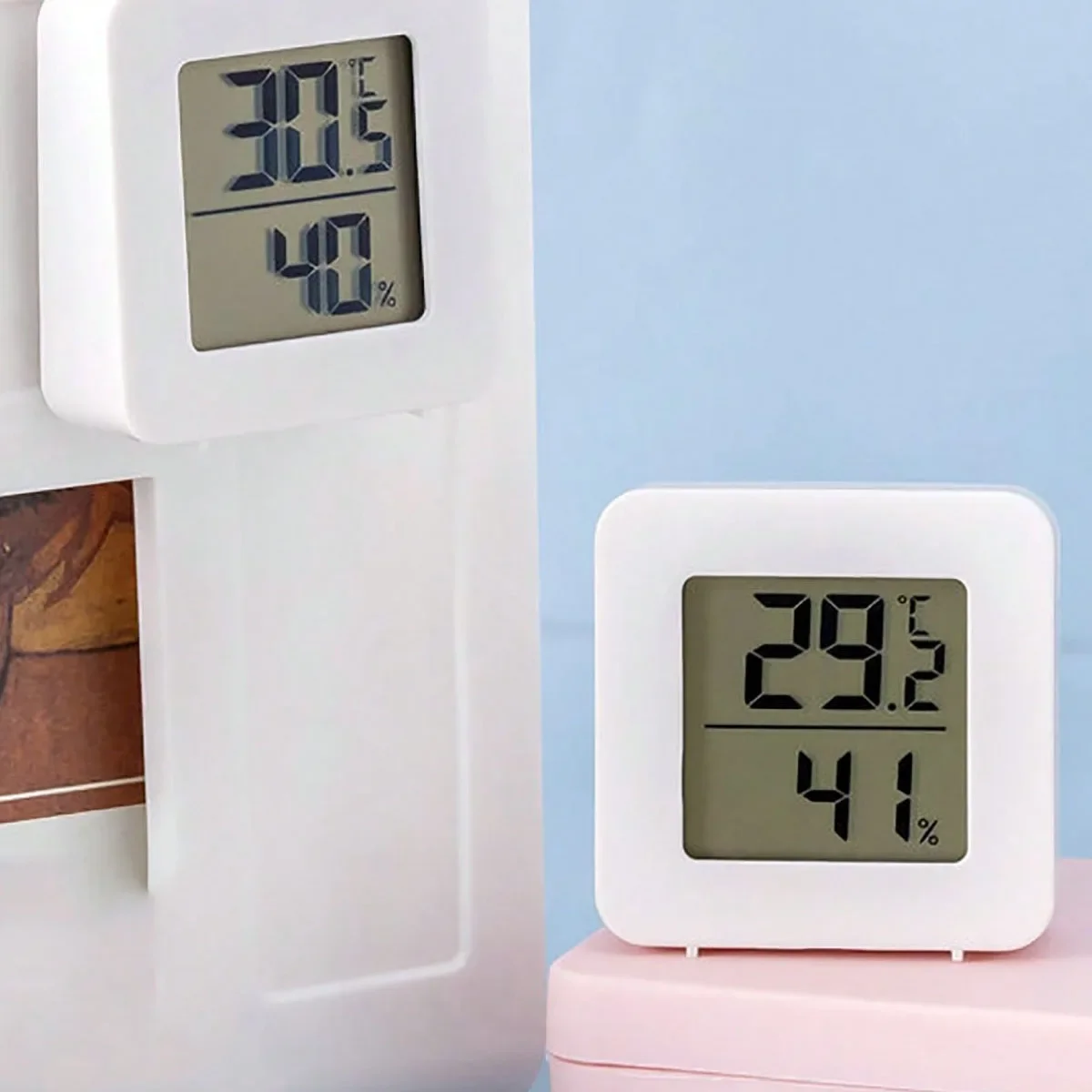 Temperature Gauge for Room Mini Digital Thermometer Hygrometer with Wall Mount Sensor LCD Screen for Home Use