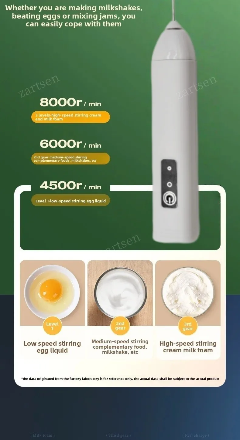 Wireless Milk Frother Electric Type-C Handheld Blender Stainless Steel Mini Coffee Maker Whisk Mixer For Coffee Cappuccino Cream