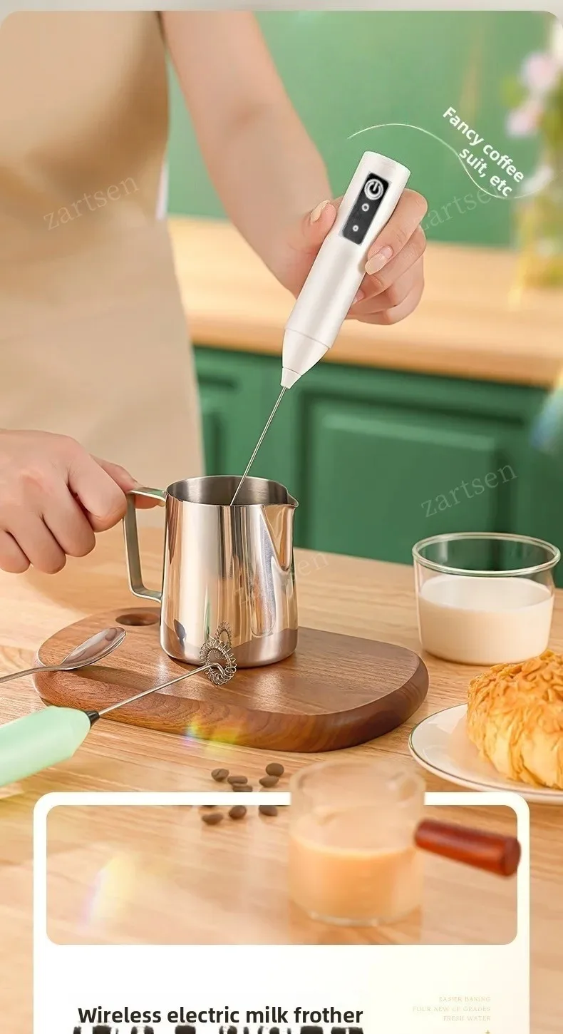 Wireless Milk Frother Electric Type-C Handheld Blender Stainless Steel Mini Coffee Maker Whisk Mixer For Coffee Cappuccino Cream