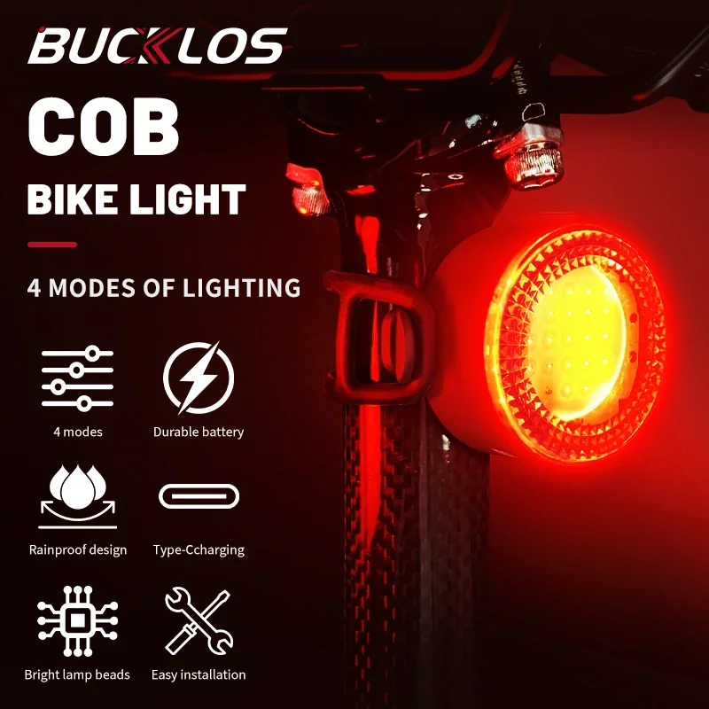 BUCKLOS Bicycle COB Light Set USB Charging High Visibility Taillight 500lm MTB Road Bike Light Lamp Cycling Accessories