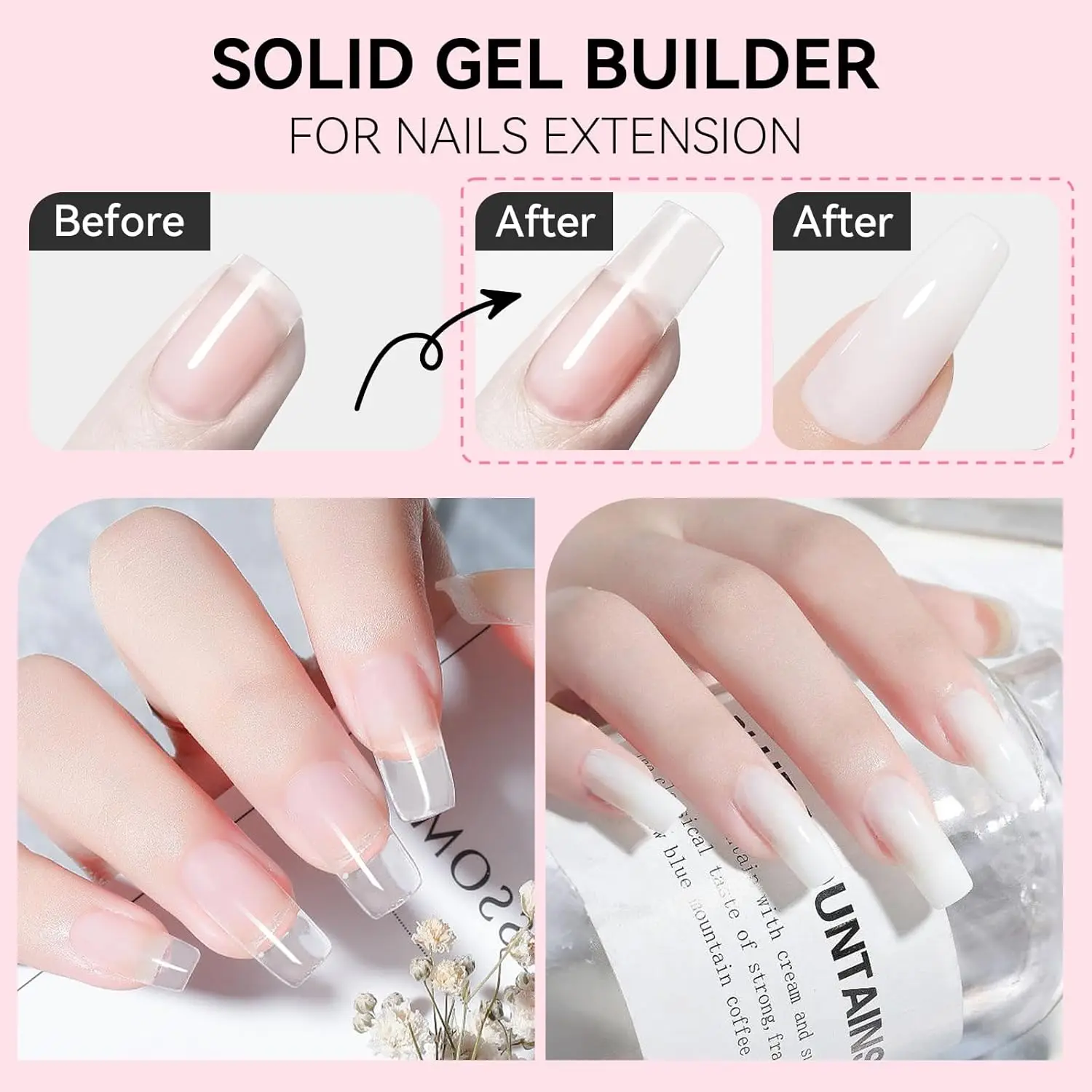 Makartt Solid Gel Builder Kit for 3D Scupting DIY-15ML 4 in 1 Nail Extension Gel, Silicone Molds, Sculpting Brush,UV Gel Glue
