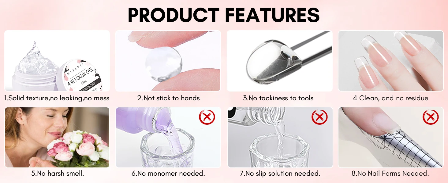 Makartt Solid Gel Builder Kit for 3D Scupting DIY-15ML 4 in 1 Nail Extension Gel, Silicone Molds, Sculpting Brush,UV Gel Glue