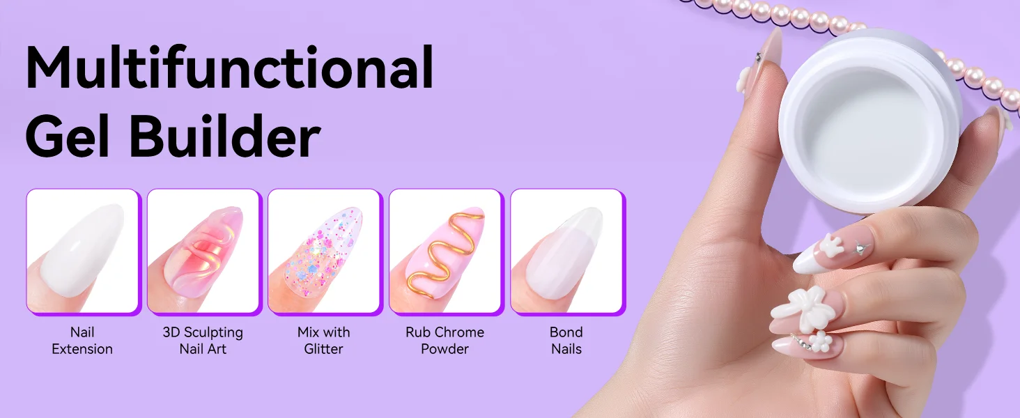 Makartt Solid Gel Builder Kit for 3D Scupting DIY-15ML 4 in 1 Nail Extension Gel, Silicone Molds, Sculpting Brush,UV Gel Glue