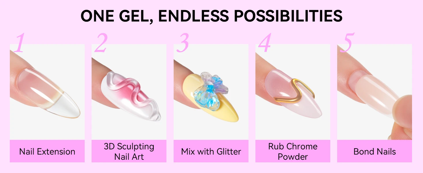 Makartt Solid Gel Builder Kit for 3D Scupting DIY-15ML 4 in 1 Nail Extension Gel, Silicone Molds, Sculpting Brush,UV Gel Glue