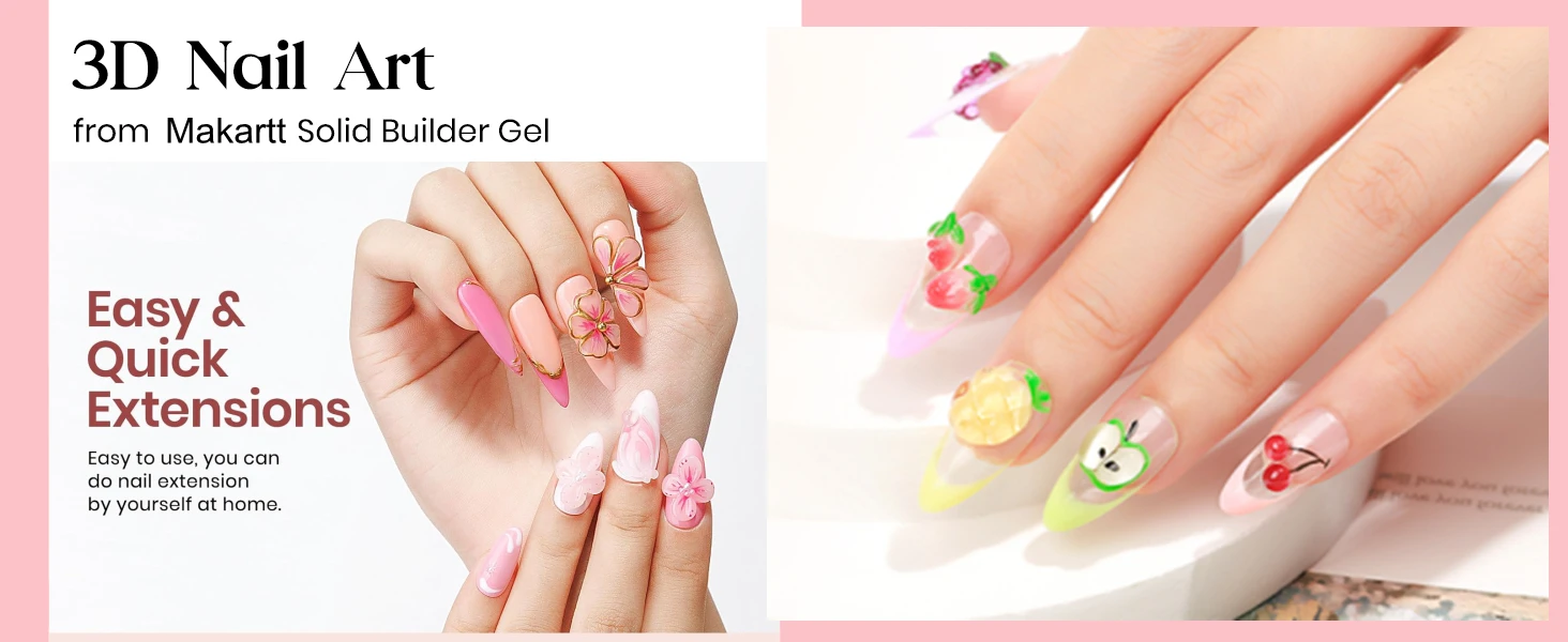 Makartt Solid Gel Builder Kit for 3D Scupting DIY-15ML 4 in 1 Nail Extension Gel, Silicone Molds, Sculpting Brush,UV Gel Glue