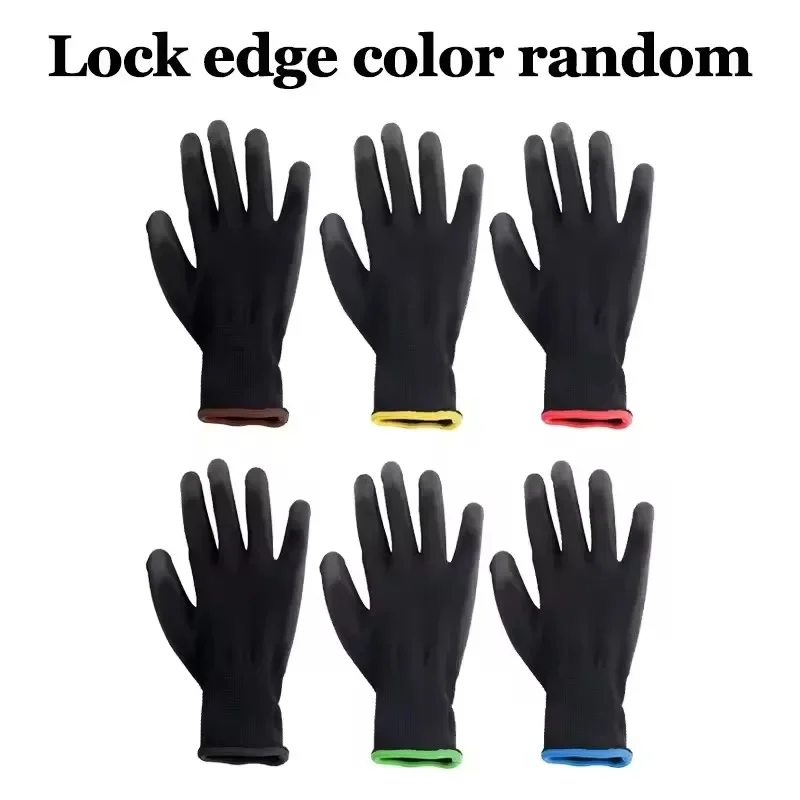 6/12/18PCS Black PU Coating Gloves Anti-Slip Multi-scenario Nylon PU Gloves Durable Gardening Machinery Automotive Repair