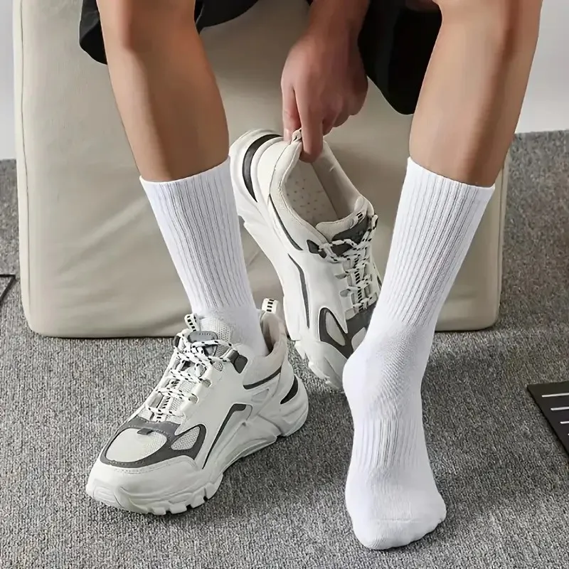 10/20 Pair Men Women Anti Odor Knitted Mid Tube Socks Suitable All Seasons Sweat Absorbing Breathable Couples Casual Sports Sock