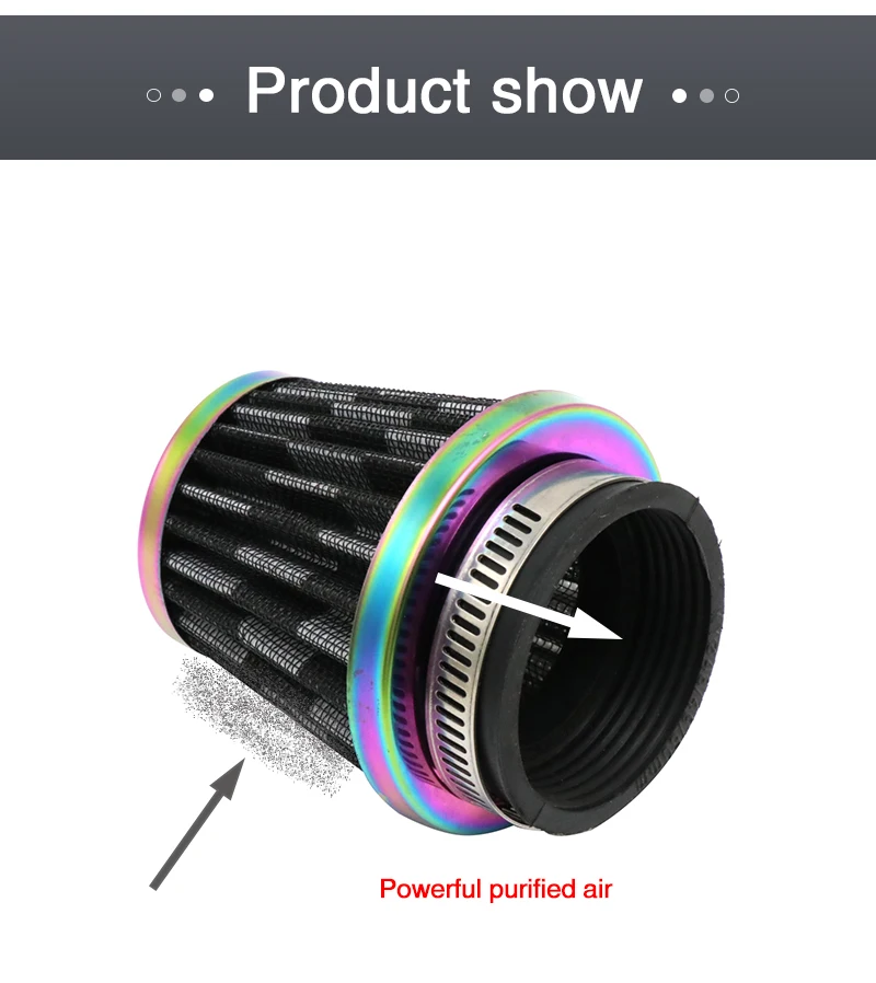 ZSDTRP Universal 35/38/42/45/50/55/58mm Motorcycle Air Filter Intake Pipe for 50cc 110cc 125cc 250cc ATV Dirt Bike Accessories