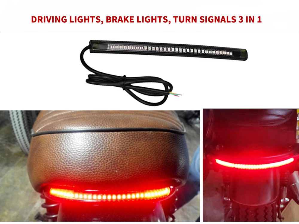 Flexible 48 LED Motorcycle Light Bar Strip Turn Signal Tail Brake for Bmw K75 Cafe Racer Retro Motorcycle Parts