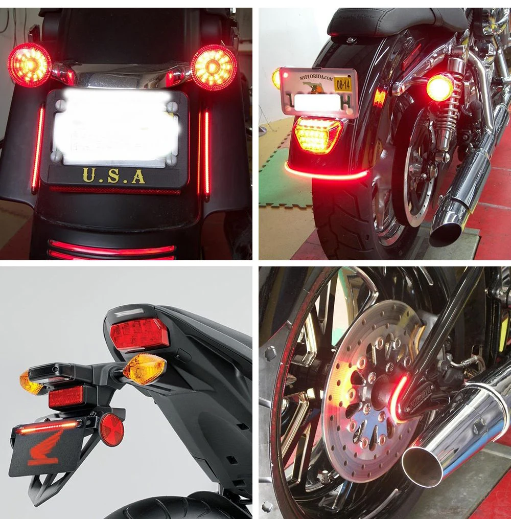 Flexible 48 LED Motorcycle Light Bar Strip Turn Signal Tail Brake for Bmw K75 Cafe Racer Retro Motorcycle Parts