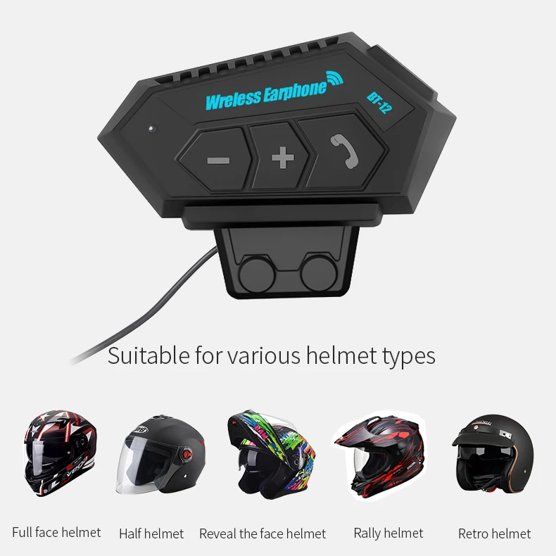 Motorcycle BT Helmet Headset Wireless Hands-free Call Kit Stereo Anti-interference Waterproof Music Player Speaker