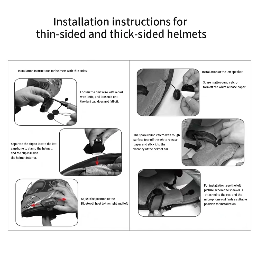 Motorcycle BT Helmet Headset Wireless Hands-free Call Kit Stereo Anti-interference Waterproof Music Player Speaker