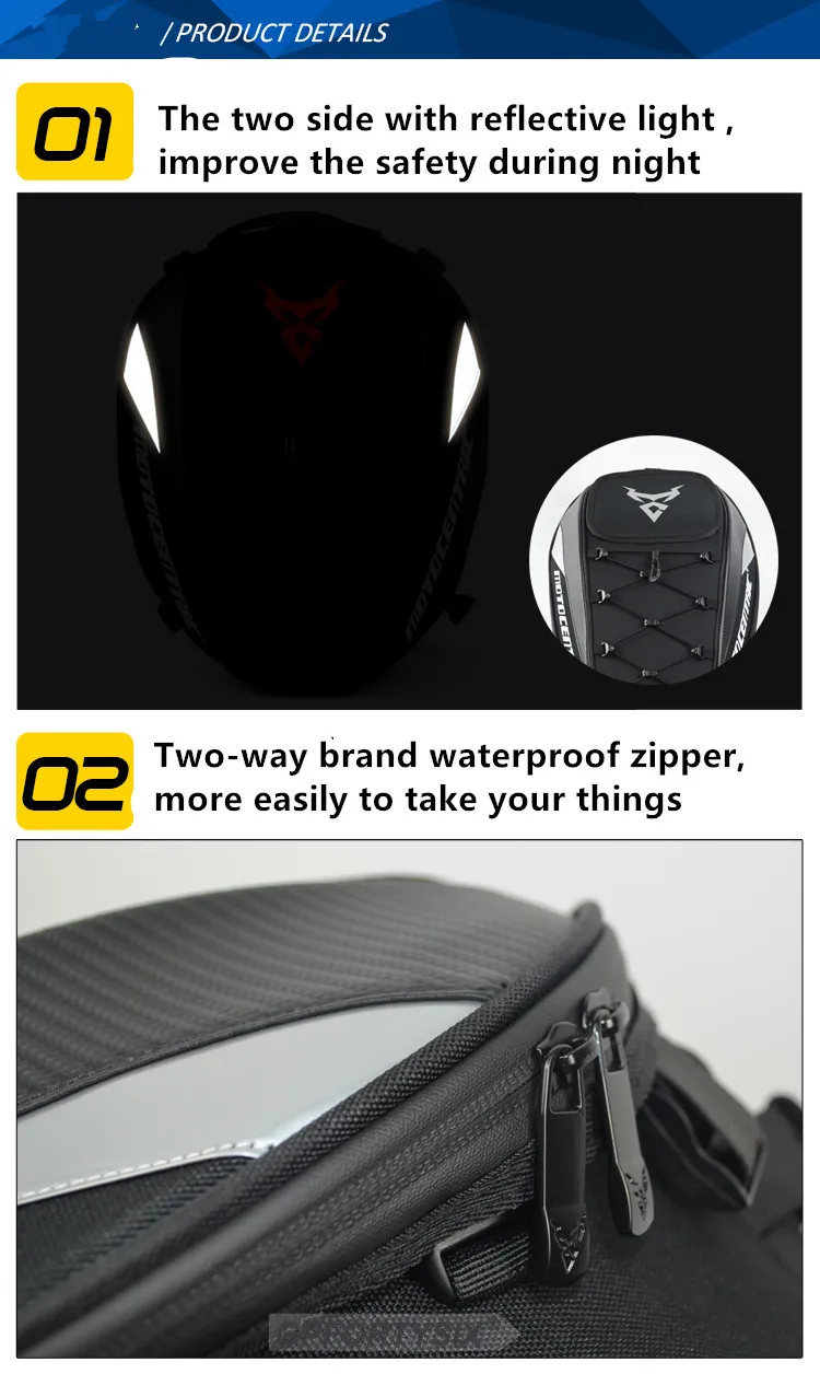 Motocentric Waterproof Motorcycle Tail Bag Multifunction Motorcycle Rear Seat Bag High Capacity Motorcycle Bag Rider Backpack