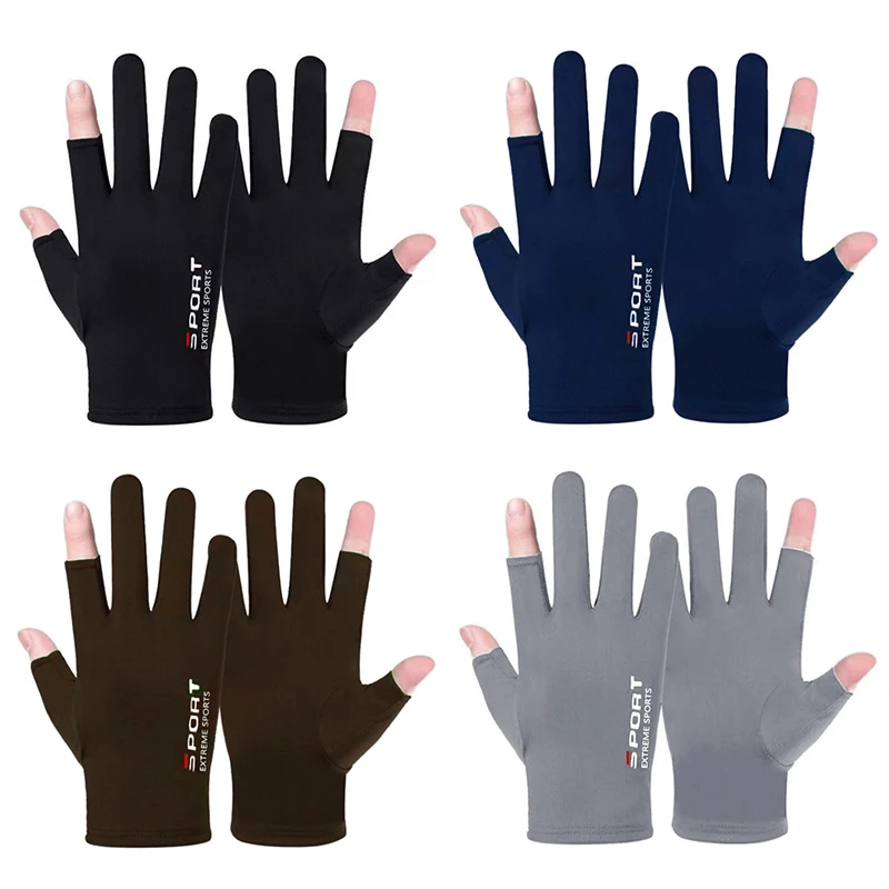 1 Pair Summer Breathable Men's Gloves Ice Silk Sun Proction Motorcycle Driving Glove Full Finger Moto Bike Gloves Cycling Glove