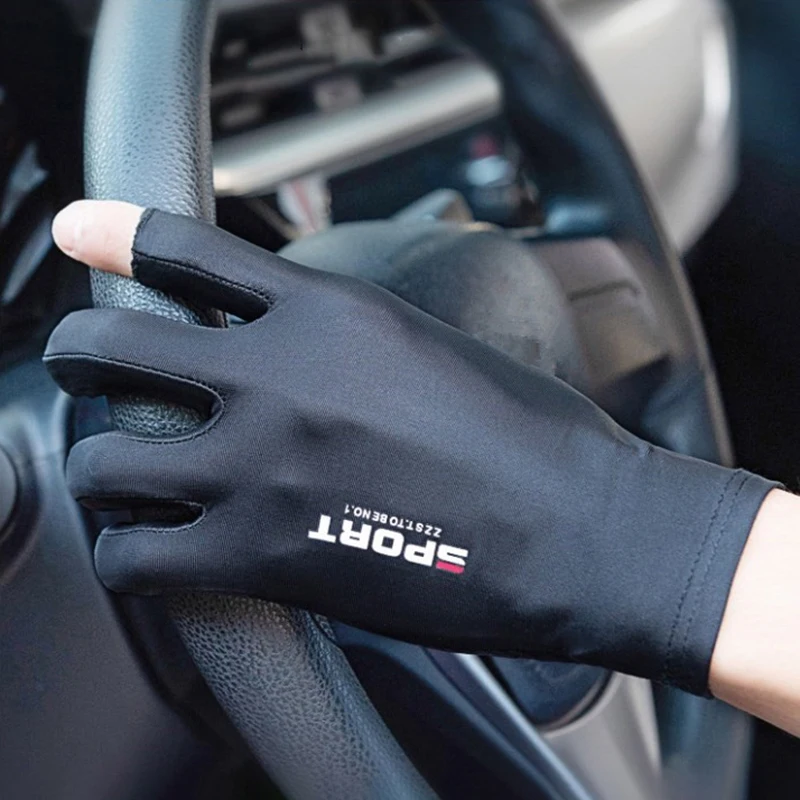 1 Pair Summer Breathable Men's Gloves Ice Silk Sun Proction Motorcycle Driving Glove Full Finger Moto Bike Gloves Cycling Glove
