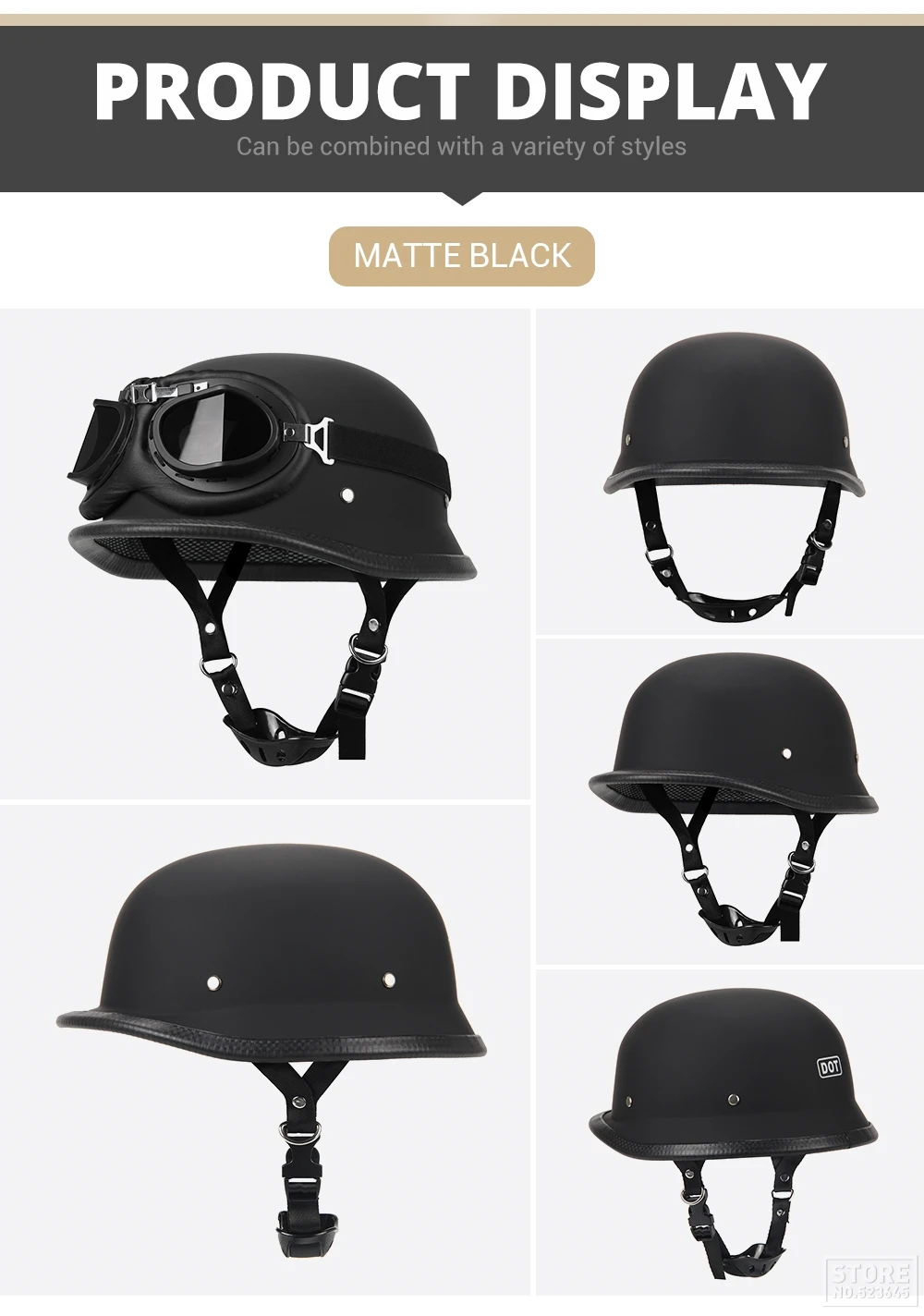 Motorcycle Helmet German Leather Vintage Casco Moto Motorcycle Open Face Retro Half Helmet Biker Pilot DOT Certification S-XXL