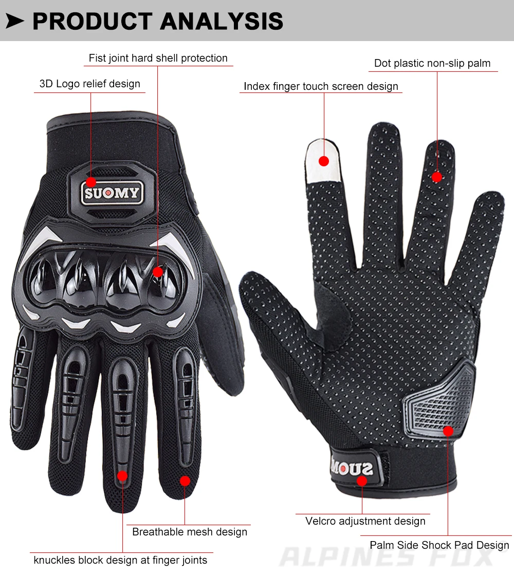 Suomy Motorcycle Gloves Moto Touch Screen Breathable Motorbike Racing Riding Bicycle Protective Guantes Summer Sports for Honda