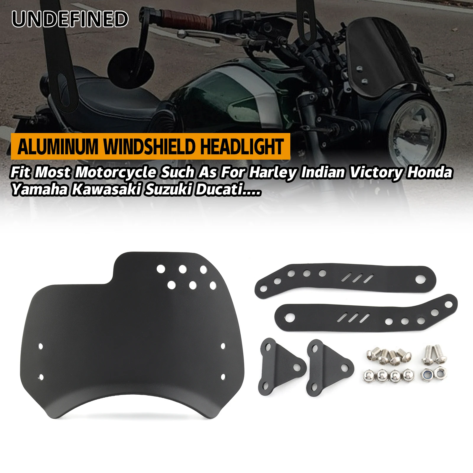 Universal Motorcycle Windshield Windscreen Wind Deflector Round Headlight For Husqvarna For Yamaha XSR For Royal Enfield Triumph
