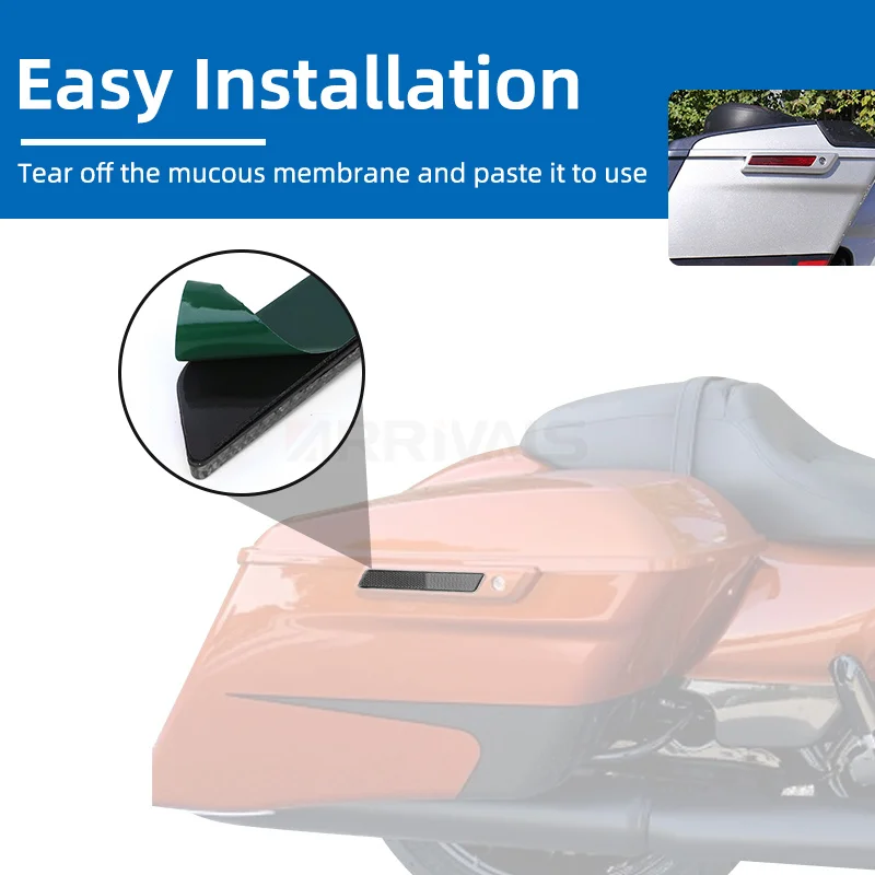 Motorcycle Reflector Hard Saddlebag Latch Covers ABS Plastic For Harley Touring Road King Road Glide Street Glide 2014-up