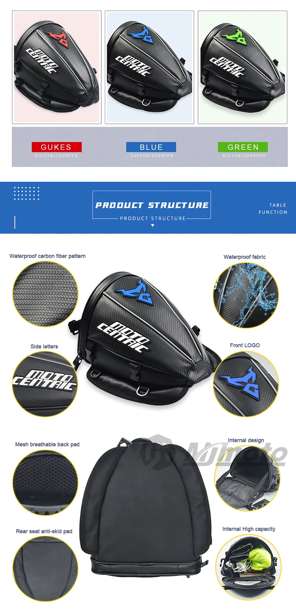 Waterproof Motorcycle Tail Bag Sport Luggage Reflective Saddle Riding Rear Bag Motorcycle Motorbike Scooter Side Back Seat Bag