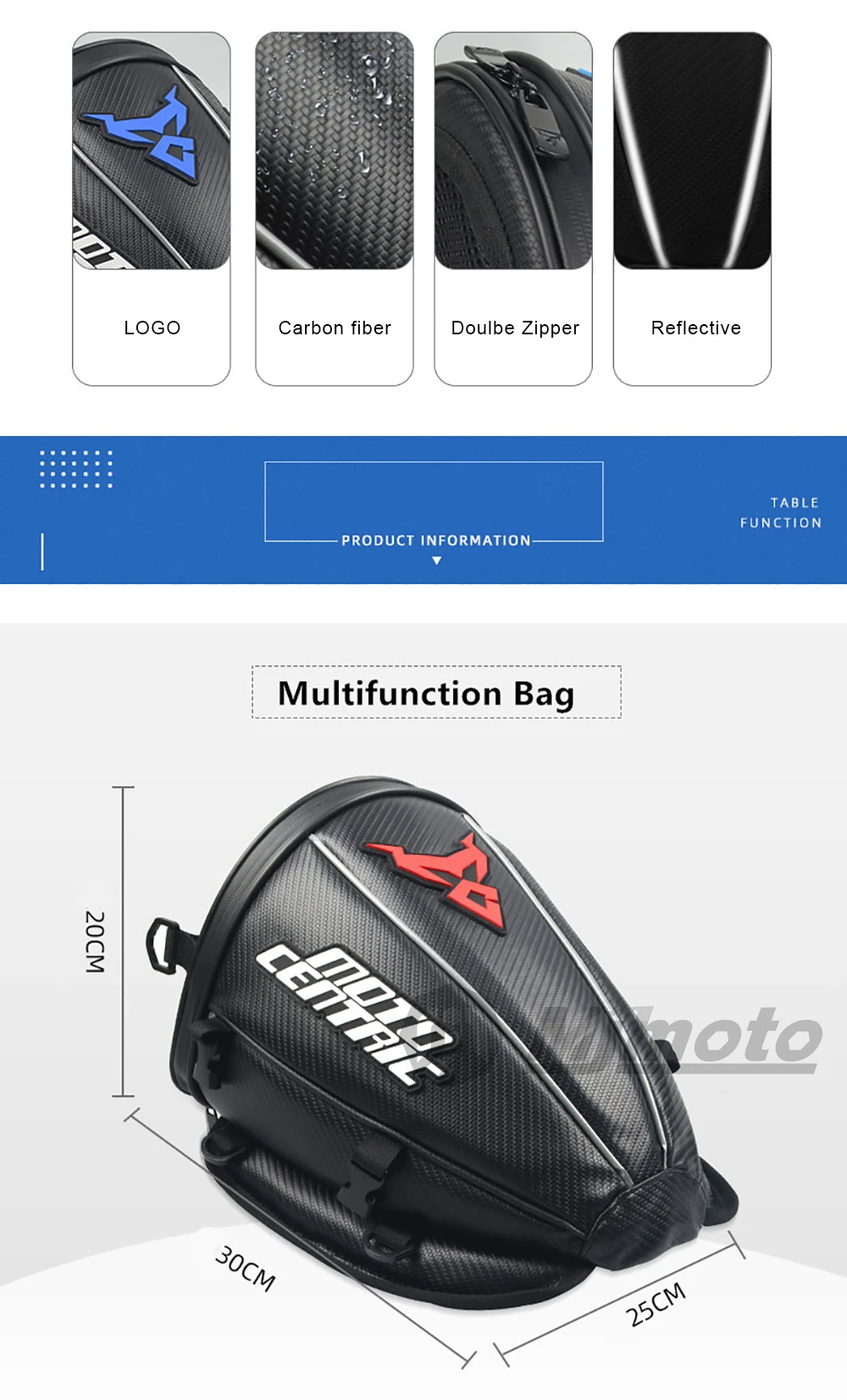 Waterproof Motorcycle Tail Bag Sport Luggage Reflective Saddle Riding Rear Bag Motorcycle Motorbike Scooter Side Back Seat Bag