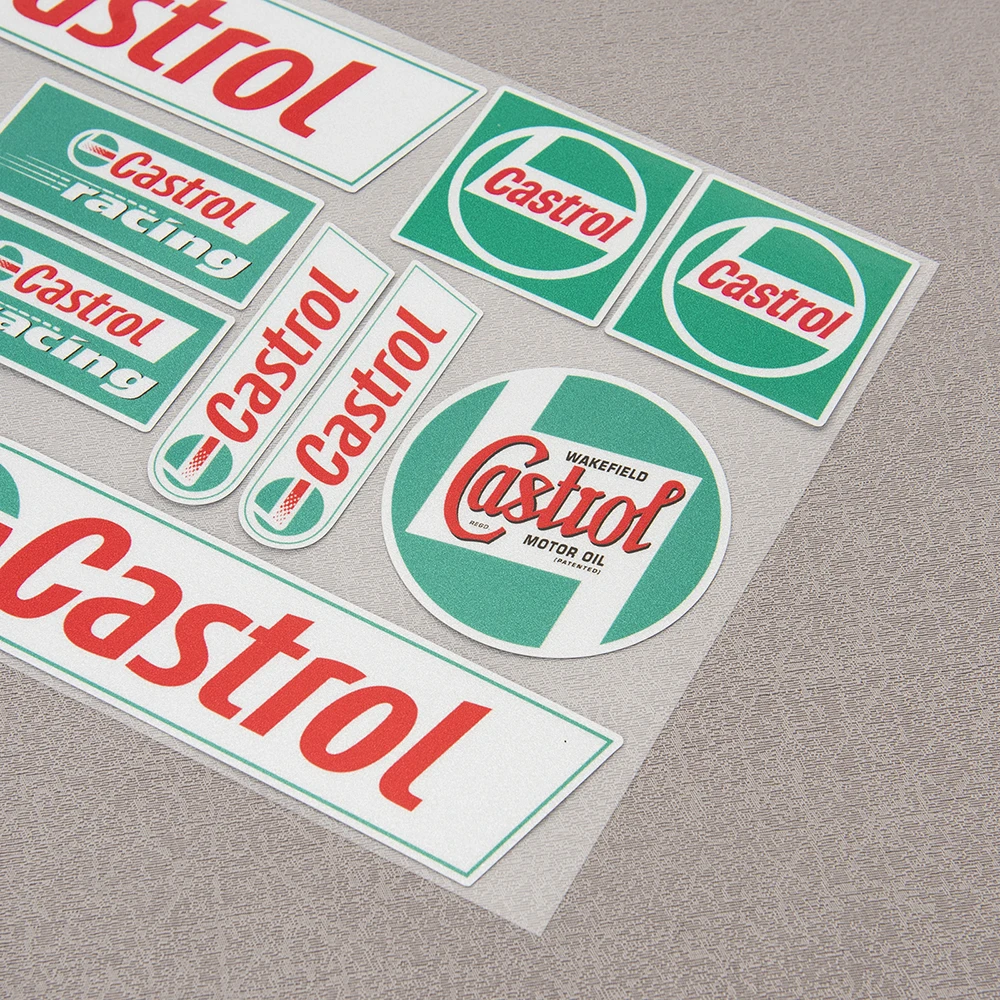 Castrol Oils Racing Sponsor Motorcycle Stickers Bike Helmet Decals Laminated Set for Suzuki Honda Kawasaki Ducati Yamaha Vespa
