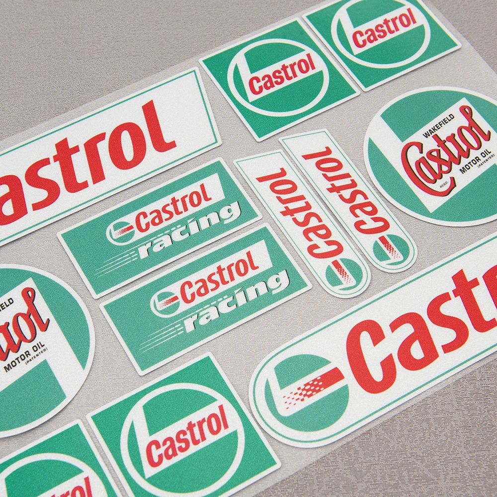 Castrol Oils Racing Sponsor Motorcycle Stickers Bike Helmet Decals Laminated Set for Suzuki Honda Kawasaki Ducati Yamaha Vespa