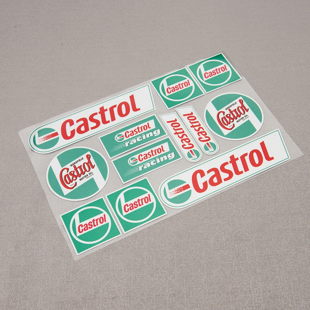 Castrol Oils Racing Sponsor Motorcycle Stickers Bike Helmet Decals Laminated Set for Suzuki Honda Kawasaki Ducati Yamaha Vespa
