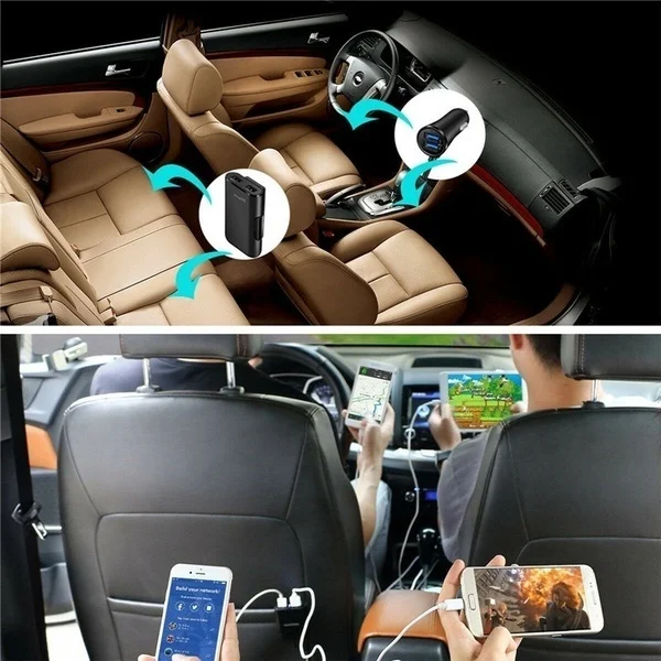 Universal 4 Ports USB Car Charger Front Seat Back Seat QC3.0 Quick Charging USB Adapter for Car Charger USB Fast Charger