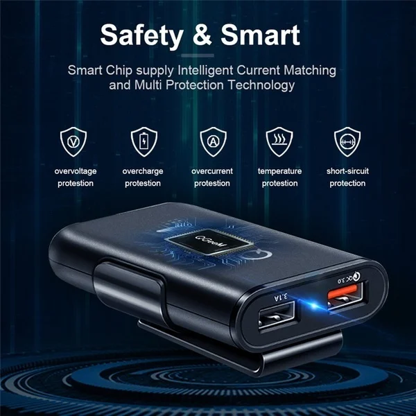 Universal 4 Ports USB Car Charger Front Seat Back Seat QC3.0 Quick Charging USB Adapter for Car Charger USB Fast Charger
