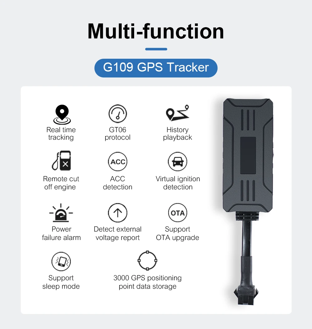 TrackerKing G109 GPS Tracker For Motorcycle 2G Anti-Lost Car Rastreador Real Time Tracking Device Locator Positioner for Bike