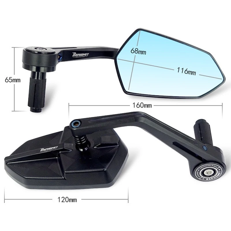 For Royal Enfield Bullet/Meteor/Classic 350 500 Interceptor 650 CNC Motorcycle Bar End Mirrors Retro Handlebar Tip Rearview