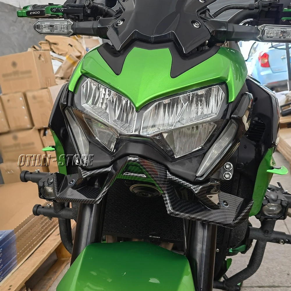 Carbon Fiber Motorcycle Z 900 Naked Front Spoiler Winglet Aerodynamic Wing Kit Spoiler New For Kawasaki Z900 2020 2021 2022