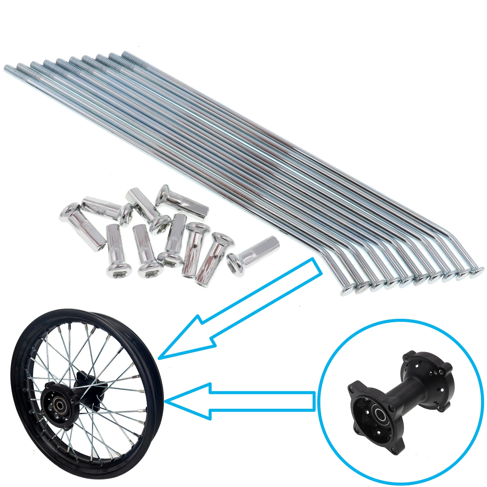 10Pcs/Set 10" 12" 14" 16" 17" 19" Front Or Rear Rim Hub Wheel Spoke for XR CRF BBR Dirt Pit Bike