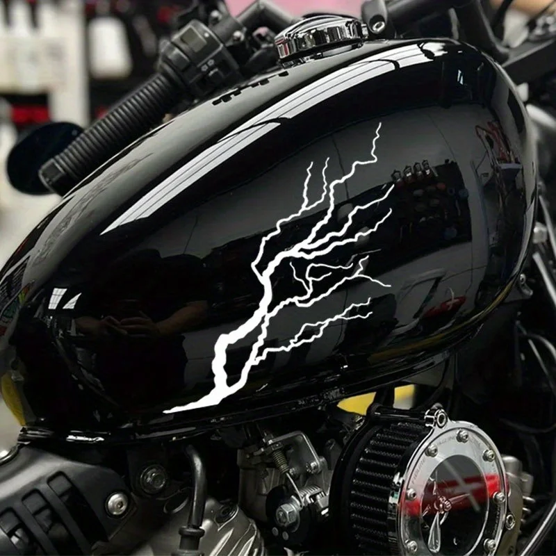1Pair Creative Lightning Motorcycle Stickers for DIY Scooter Fuel Tank Side Panel Racing Helmet Covers Scratches Vinyl Decals