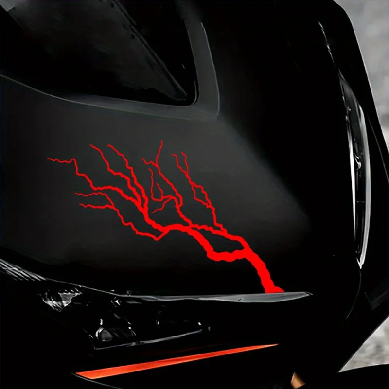 1Pair Creative Lightning Motorcycle Stickers for DIY Scooter Fuel Tank Side Panel Racing Helmet Covers Scratches Vinyl Decals
