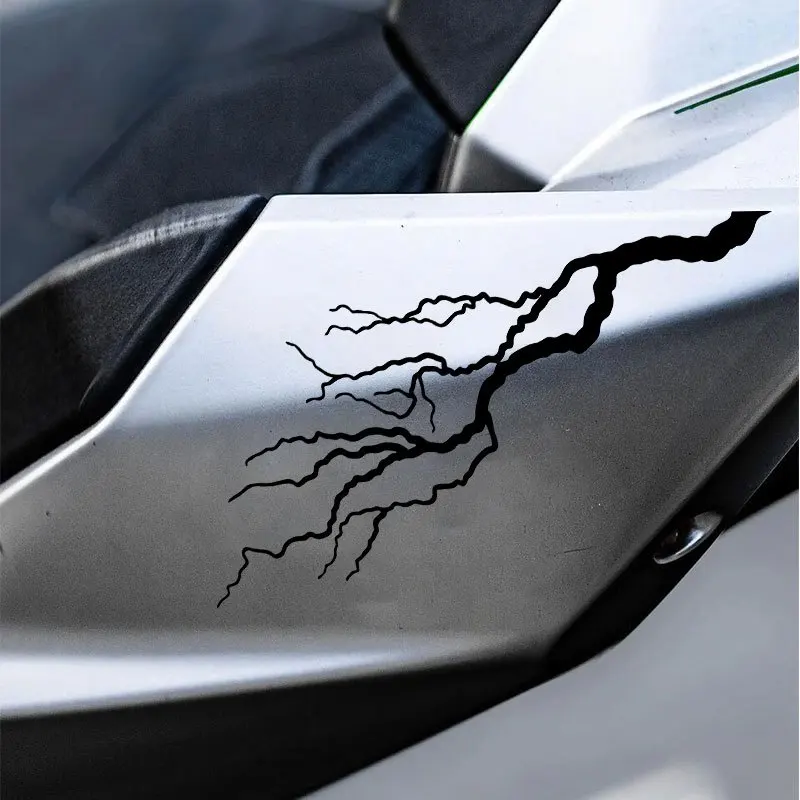 1Pair Creative Lightning Motorcycle Stickers for DIY Scooter Fuel Tank Side Panel Racing Helmet Covers Scratches Vinyl Decals
