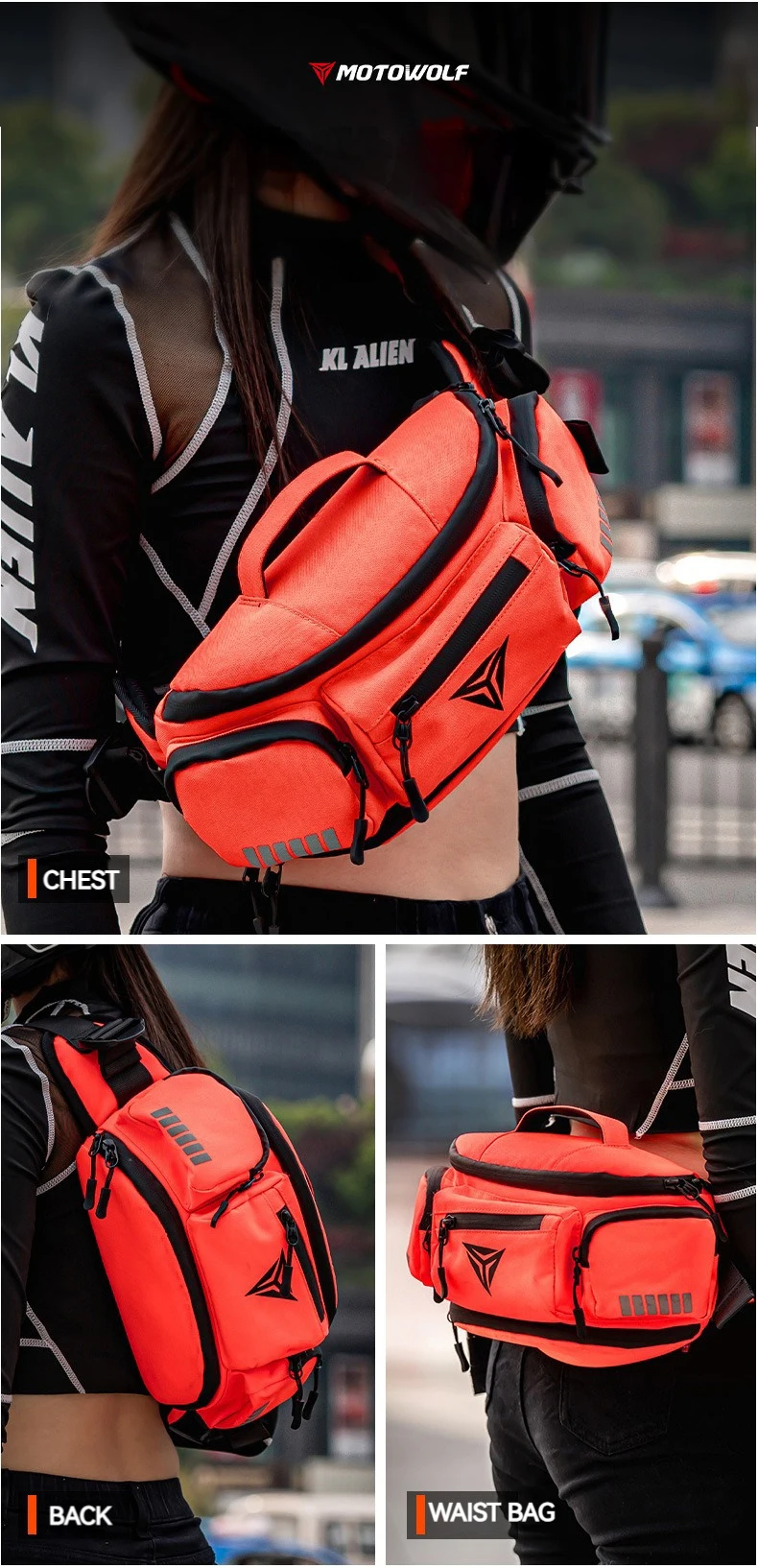 Motowolf Waterproof Motorcycle Waist Bag Multifunctional Outdoor Motocross Cycling Pack Anti-Splash Premium Oxford Cloth
