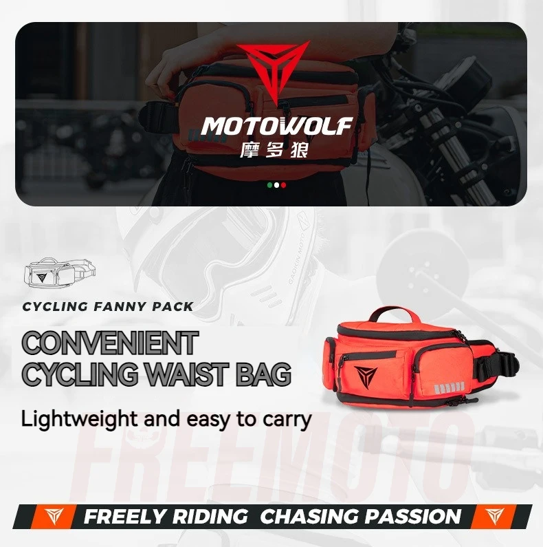 Motowolf Waterproof Motorcycle Waist Bag Multifunctional Outdoor Motocross Cycling Pack Anti-Splash Premium Oxford Cloth