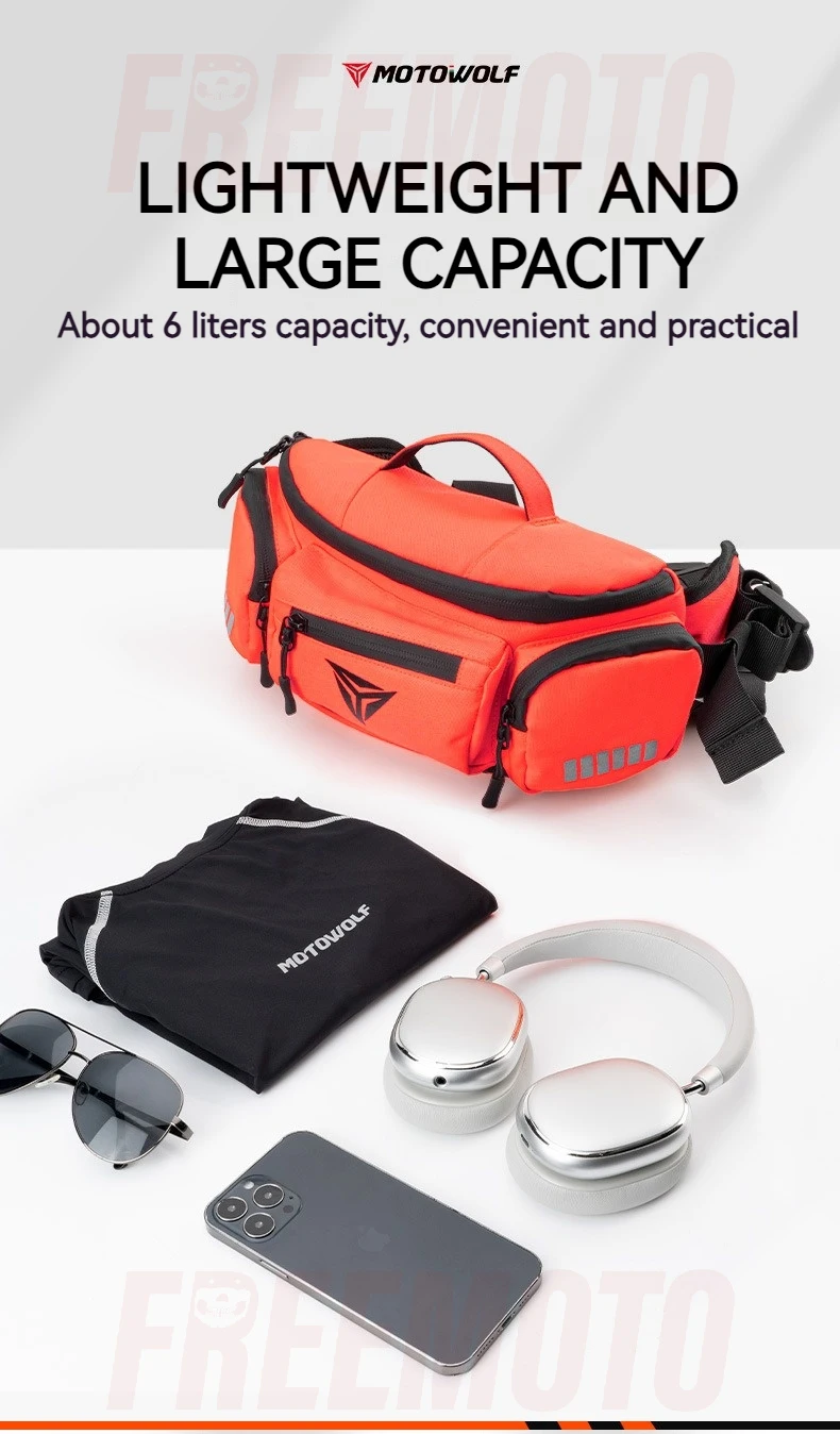 Motowolf Waterproof Motorcycle Waist Bag Multifunctional Outdoor Motocross Cycling Pack Anti-Splash Premium Oxford Cloth
