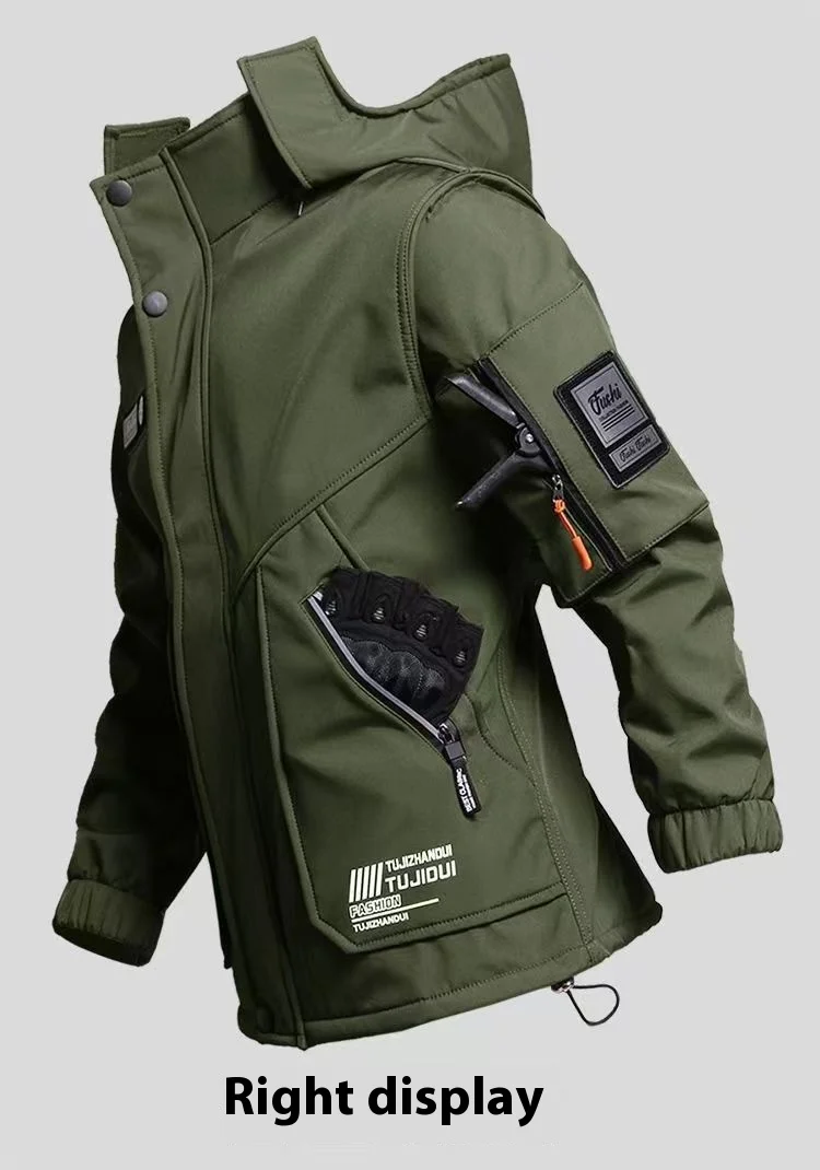 2025 Men'S Motorcycle Jacket With Autumn And Winter Velvet Training Set Anti-Wear Waterproof Cold Resistant Jacket Holiday Gifts